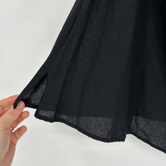 PRINCESS POLLY Mini Dress Womens 10 LBD Baddie Grunge Black Cotton Linen Blend - Picture 4 of 10